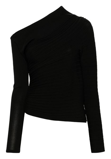 Maglione asimmetrico drappeggiato in nero Philosophy di Lorenzo Serafini - donna